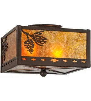 10"Sq Diamond Mission Winter Pine Flushmount
