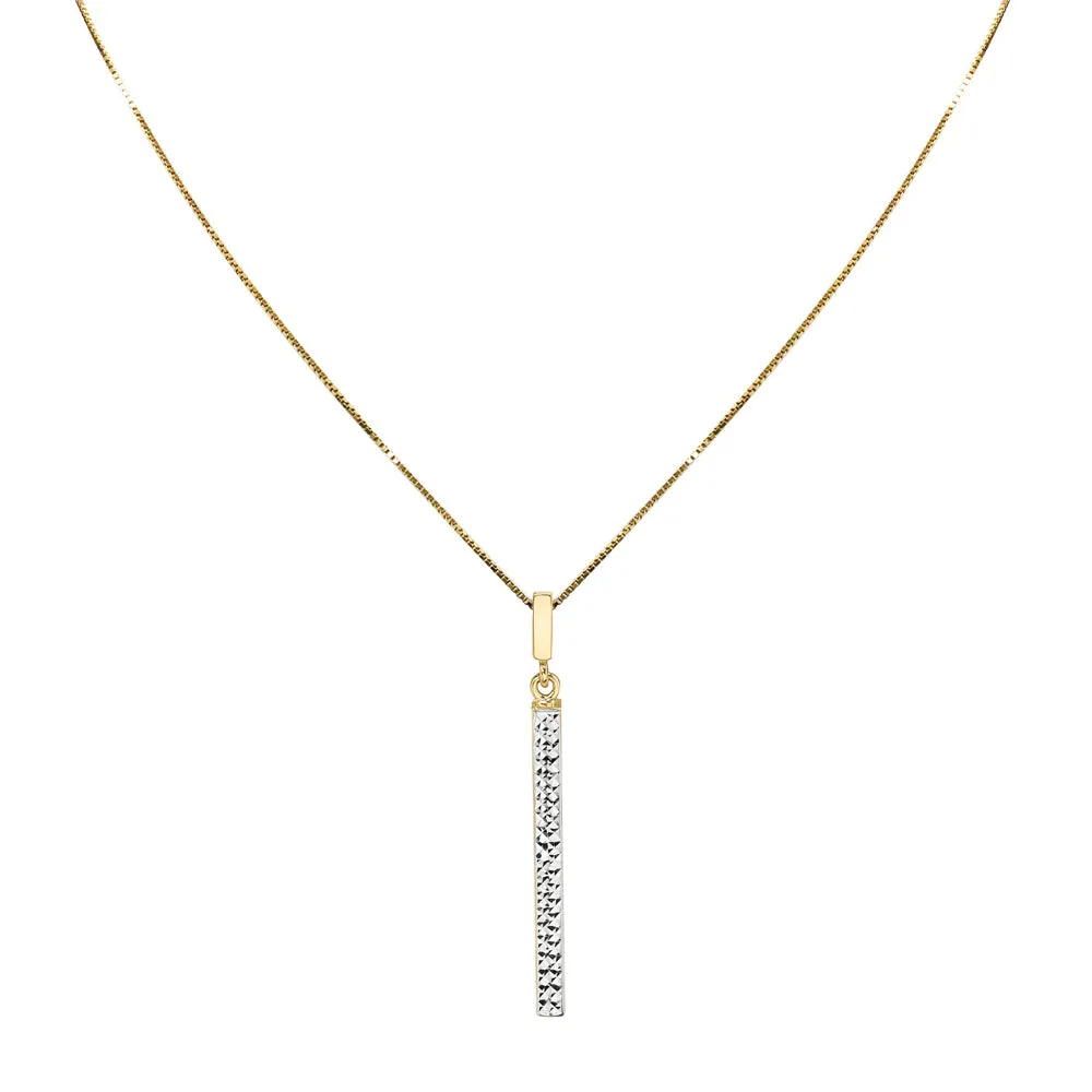 14K Two Tone Yellow and White Diamond Cut Gold Necklace