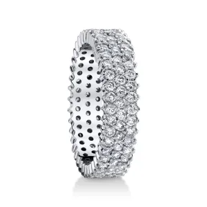 14K White Gold Pave Diamond Three Row Eternity Band