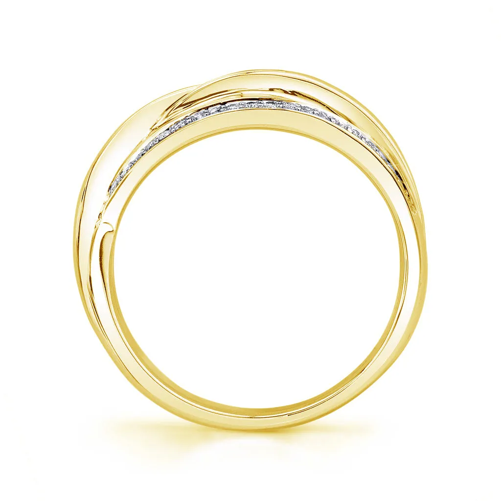 14K Yellow Gold Fashion Diamond Bypass Ring