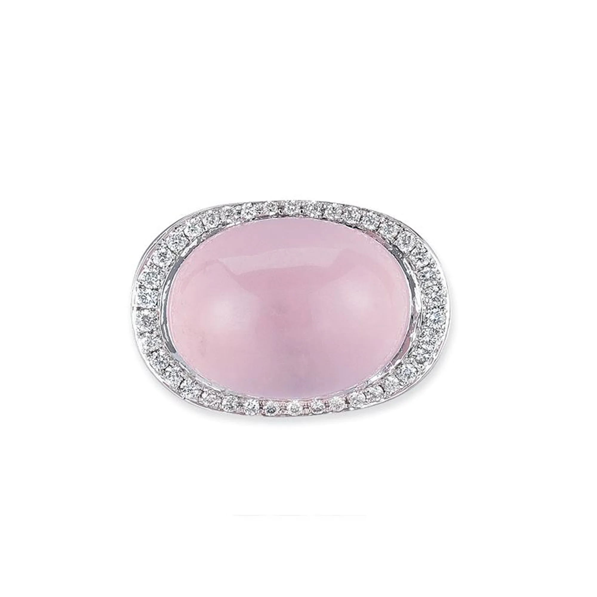 18K White Gold Ring With Diamonds And Rose Quartz