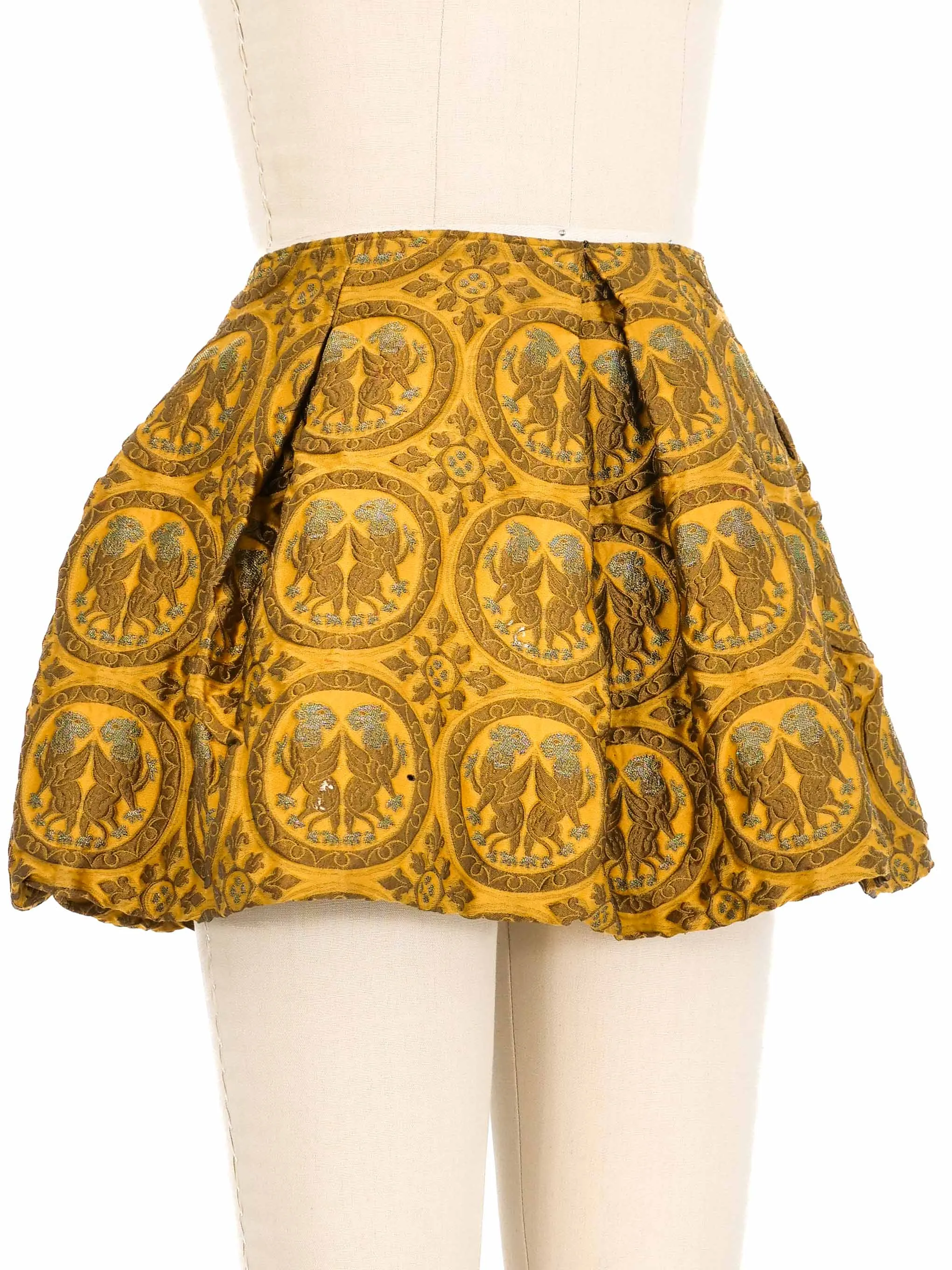 2010 Miu Miu Mustard Brocade Micro Mini Skirt