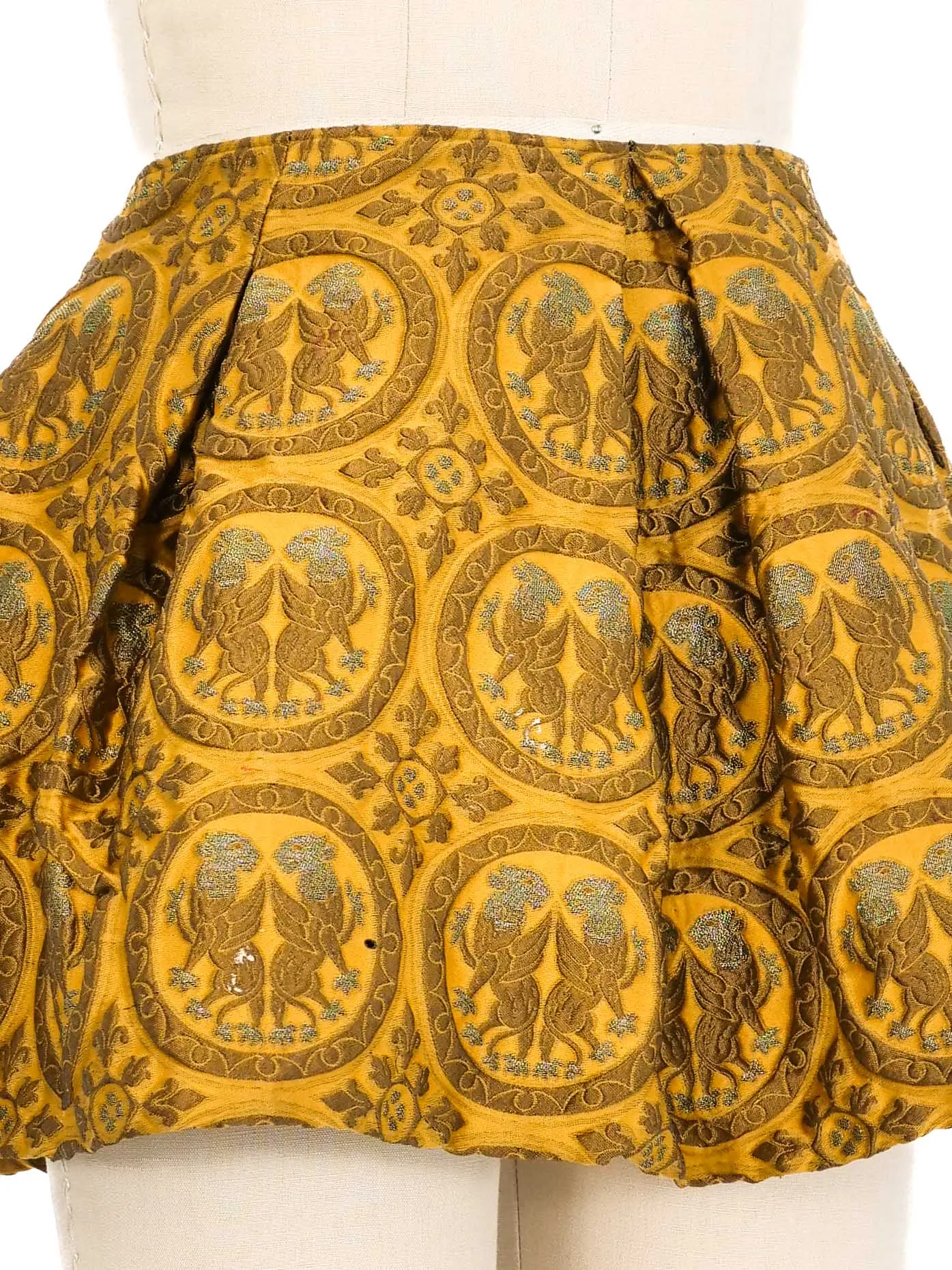2010 Miu Miu Mustard Brocade Micro Mini Skirt