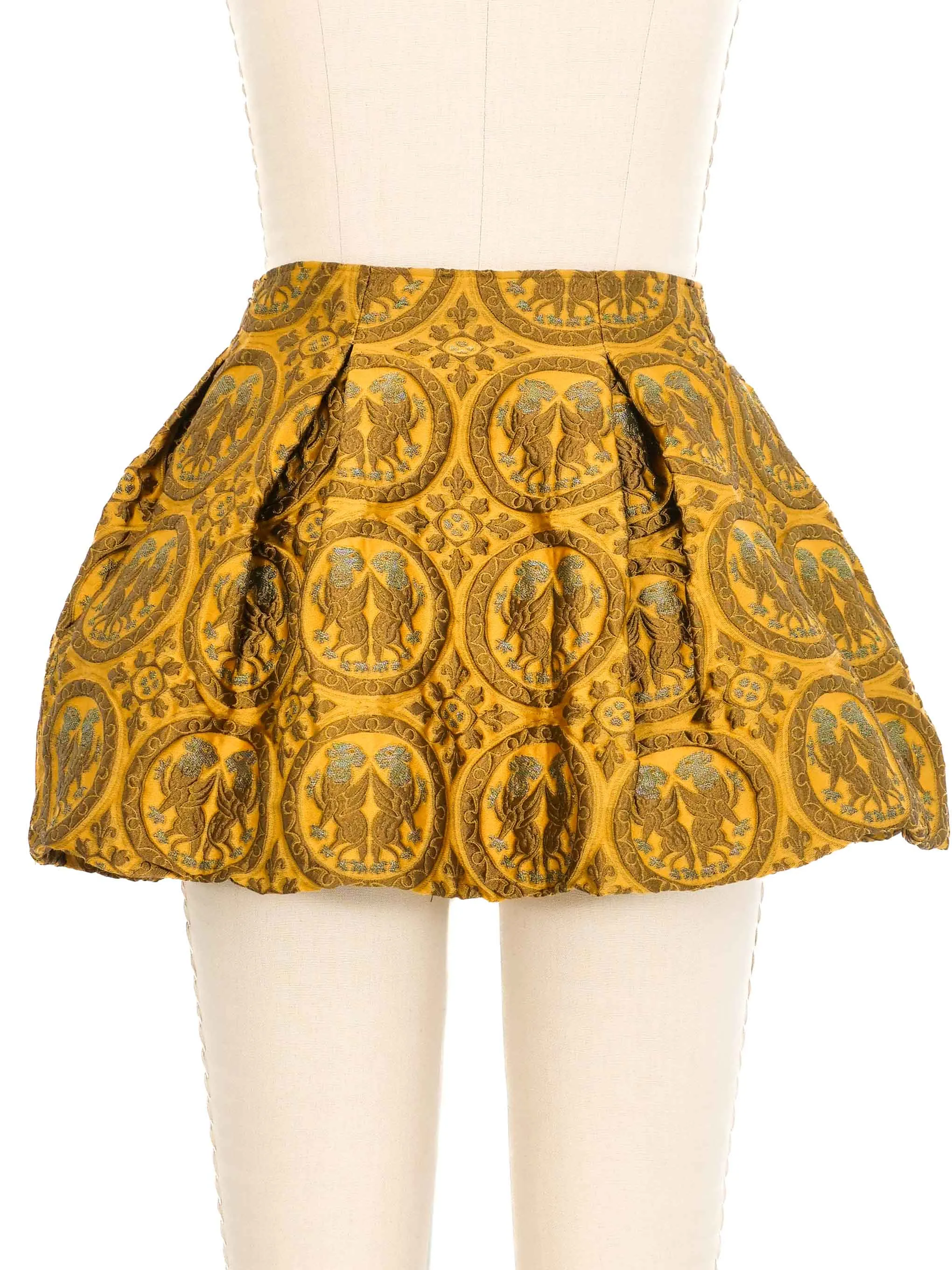2010 Miu Miu Mustard Brocade Micro Mini Skirt