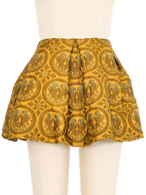 2010 Miu Miu Mustard Brocade Micro Mini Skirt