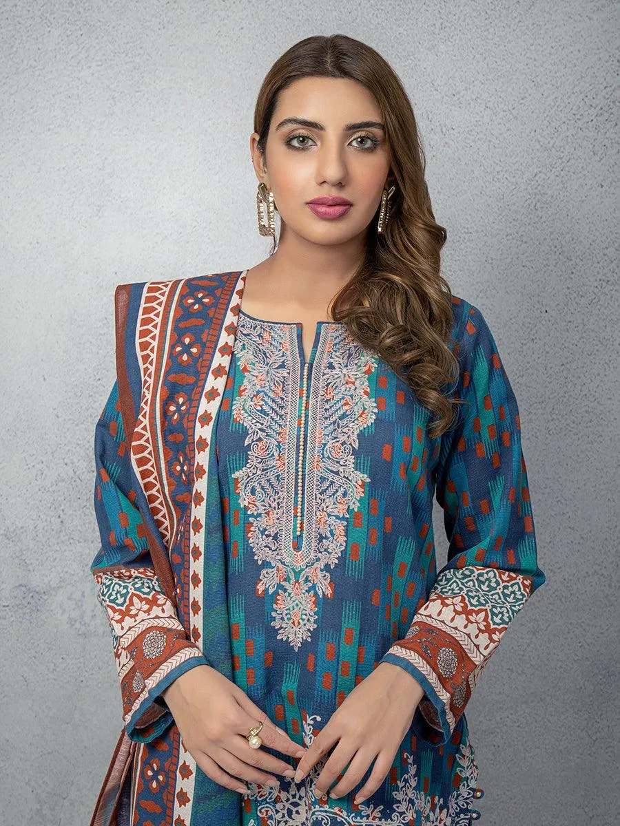 ACE Galleria Digital Embroidered Unstitched 3pc Khaddar Suit ACE 12131