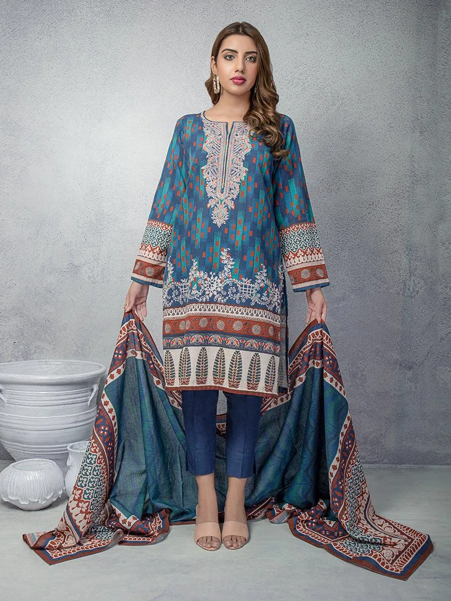 ACE Galleria Digital Embroidered Unstitched 3pc Khaddar Suit ACE 12131