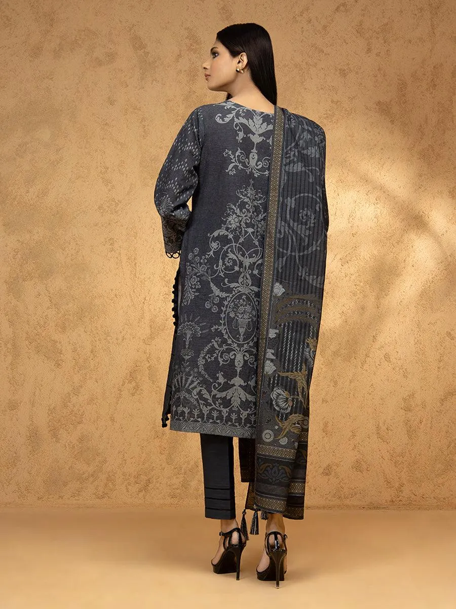 ACE Galleria Digital Embroidered Unstitched 3pc Khaddar Suit ACE 12155
