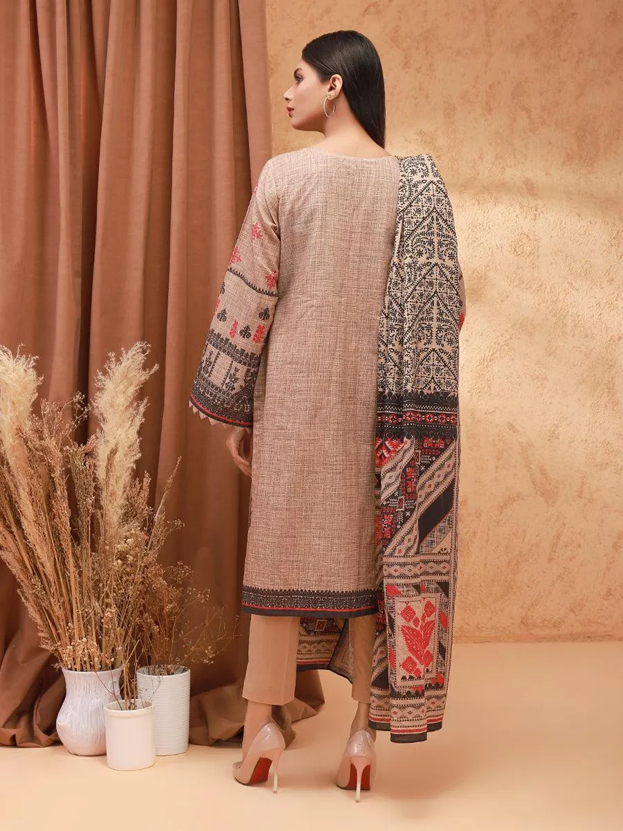 ACE Galleria Digital Embroidered Unstitched 3pc Khaddar Suit ACE 12166
