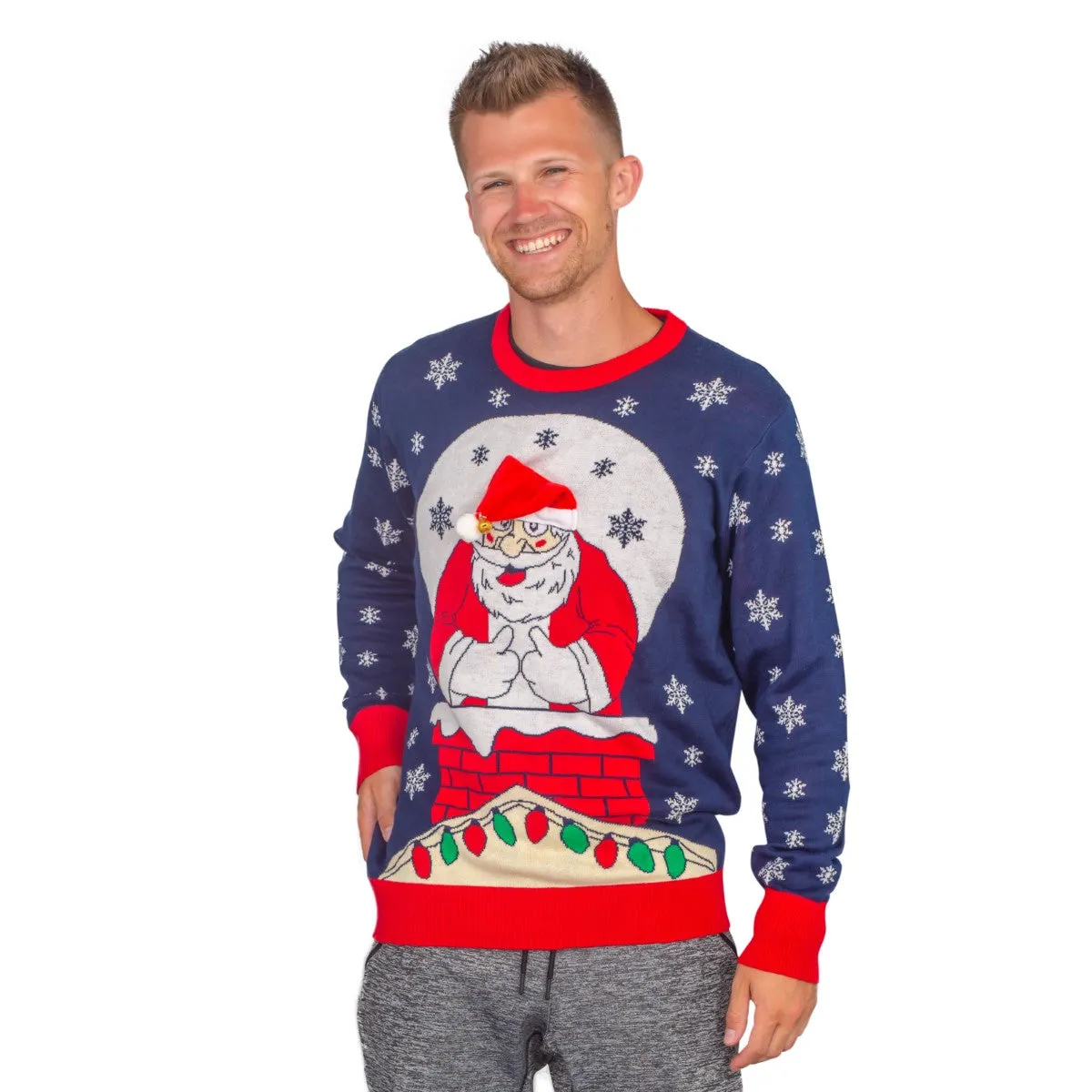 Adult Christmas Sweater JulesRoche Flappy Santa Hat Animation