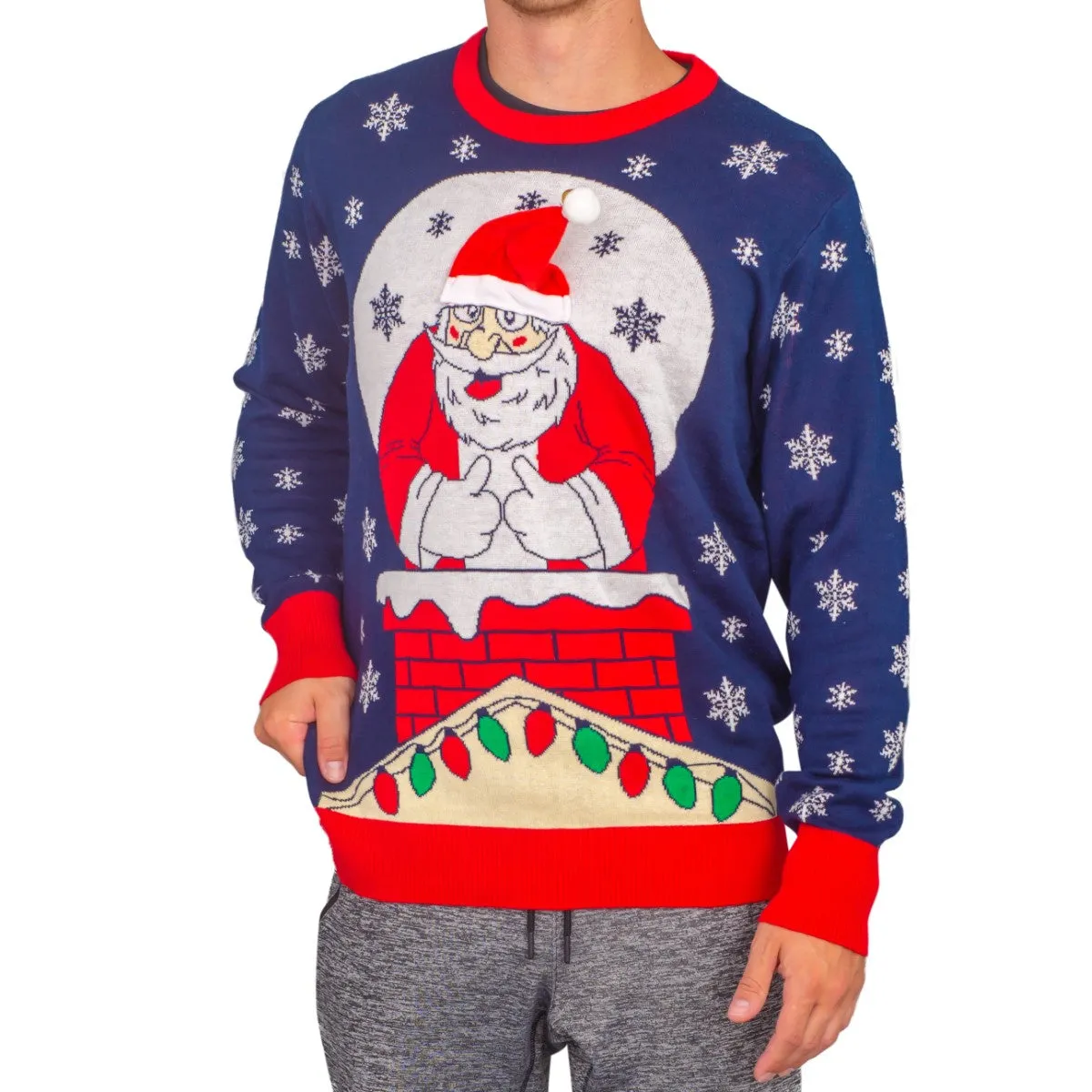 Adult Christmas Sweater JulesRoche Flappy Santa Hat Animation