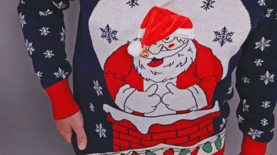 Adult Christmas Sweater JulesRoche Flappy Santa Hat Animation