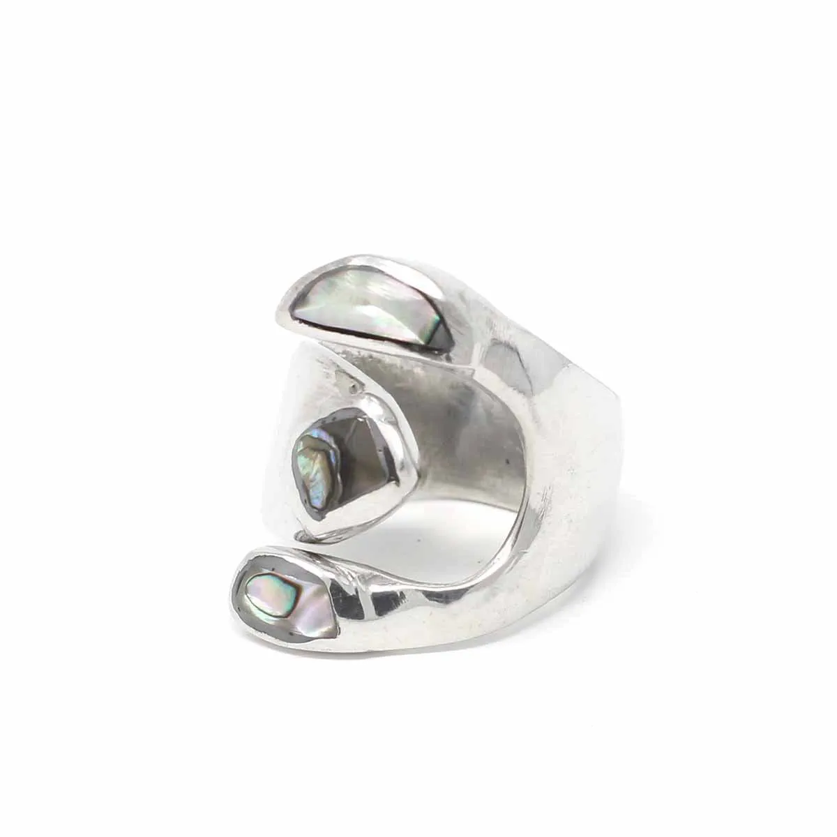 Alpaca Silver Wrap Ring Abalone Size 6