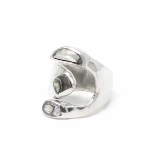 Alpaca Silver Wrap Ring Abalone Size 6