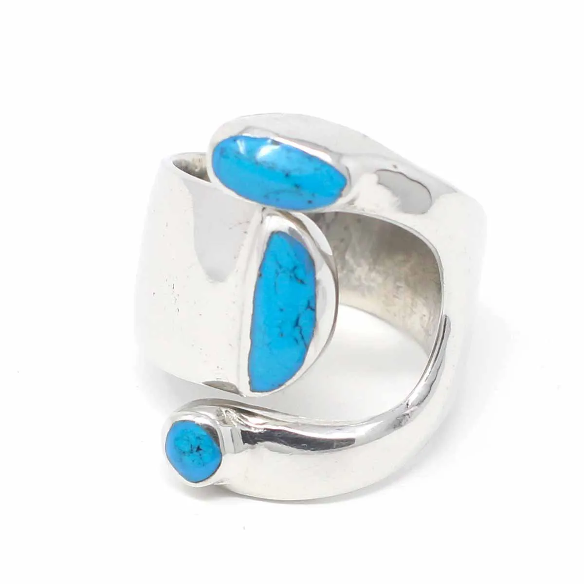 Alpaca Silver Wrap Ring Turquoise Size 8