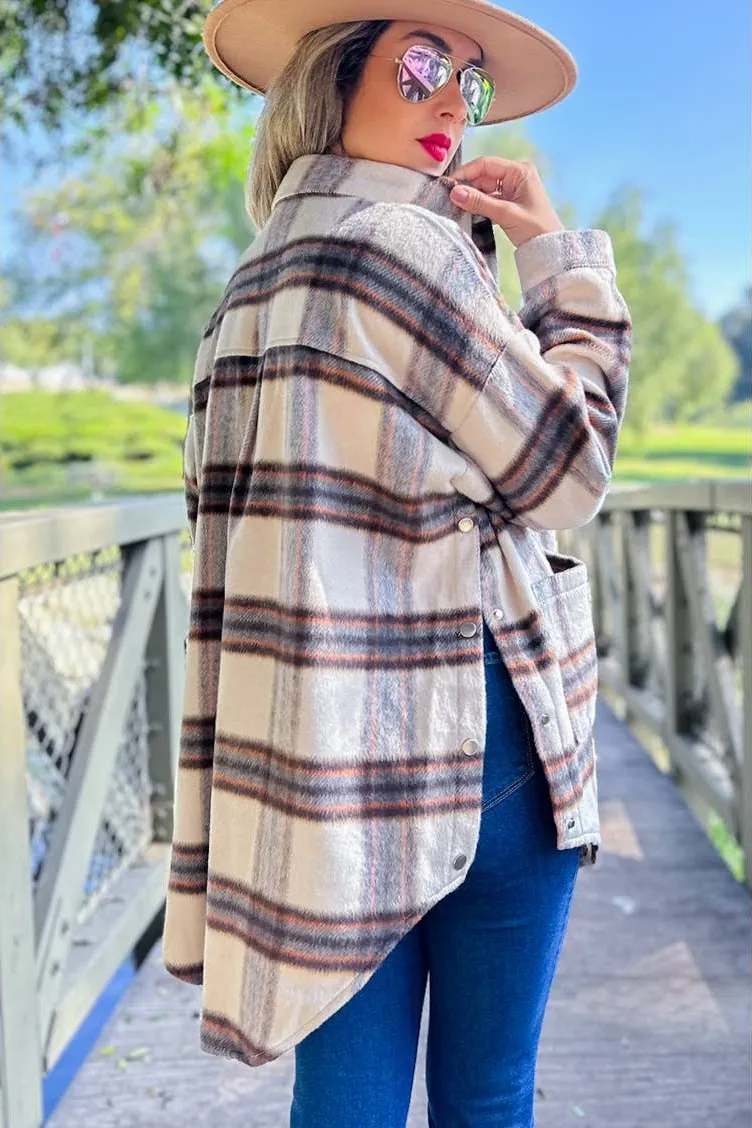 Amoli Side Button Down Detail Oversized Jacket