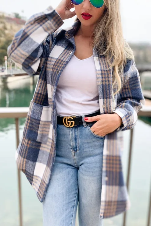 Amoli Side Button Down Detail Oversized Jacket