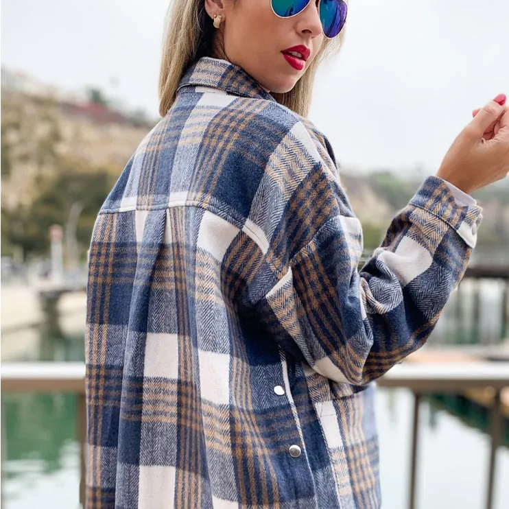 Amoli Side Button Down Detail Oversized Jacket