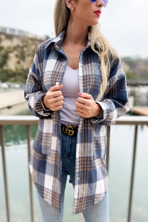 Amoli Side Button Down Detail Oversized Jacket