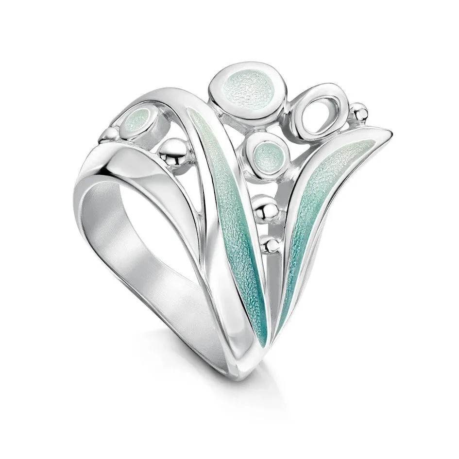 Arctic Stream Sterling Silver And Enamel Ring - ERX268-SURF