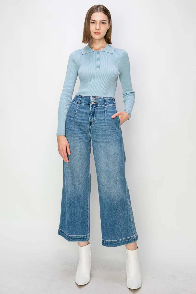 Aria High Waisted Wide Leg Jeans 25.5 Inseam