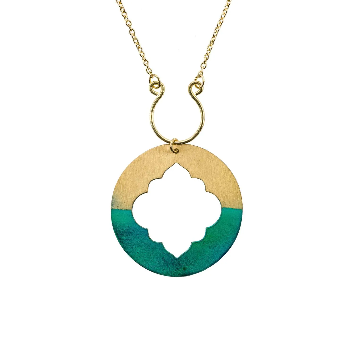 Ashram Window Necklace Gold Patina