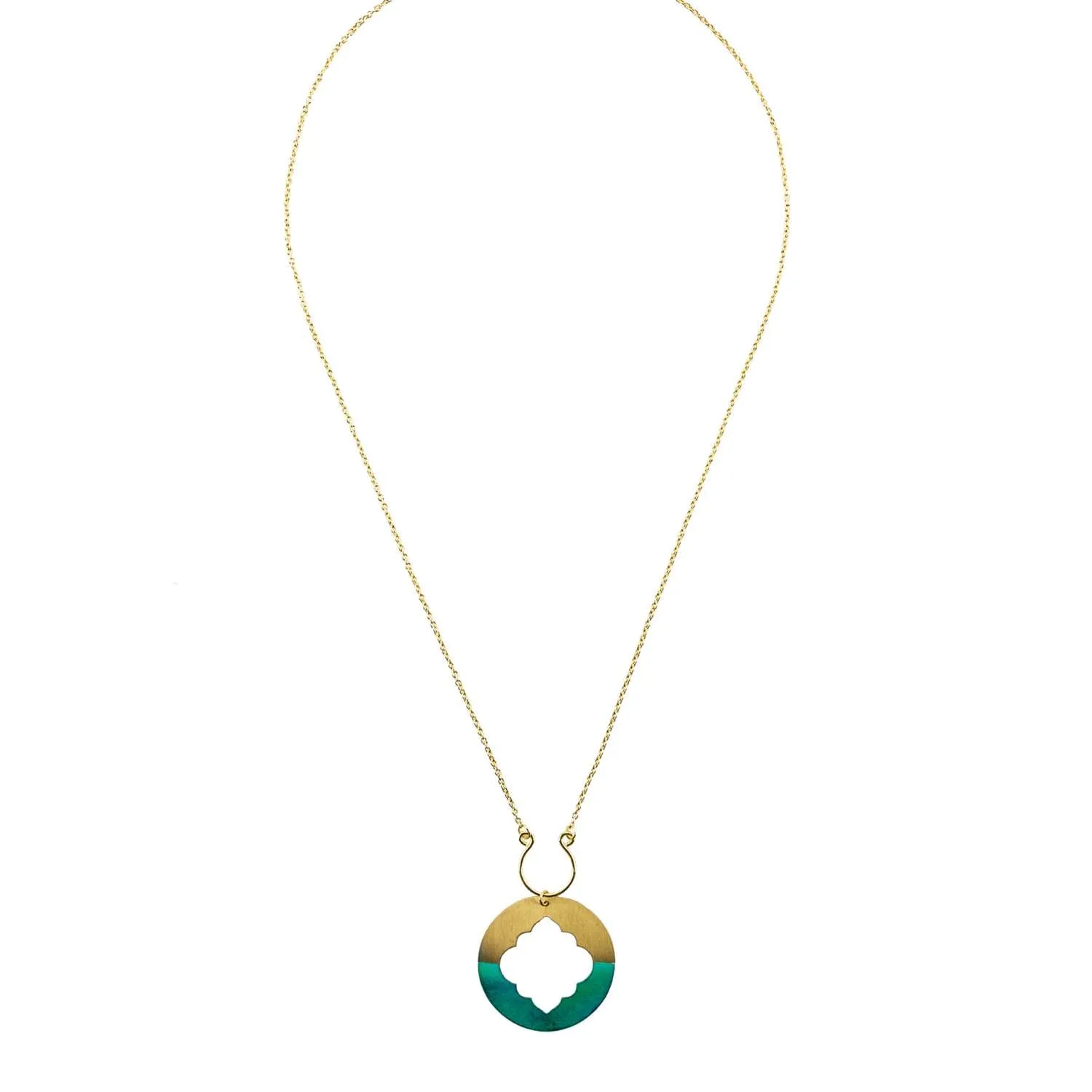 Ashram Window Necklace Gold Patina