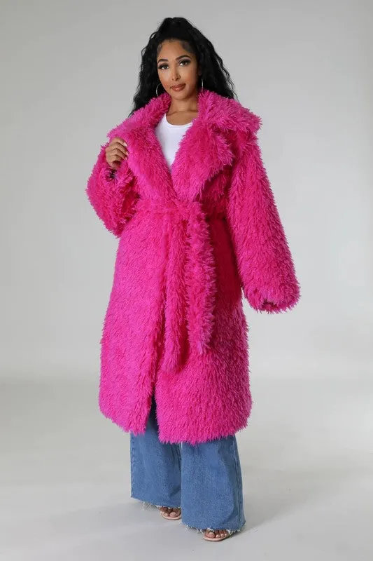 Athina Brown Fuzzy Fur Winter Heavy Jacket