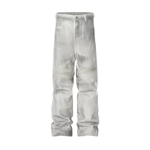 Baggy fit motorcycle wide leg jean