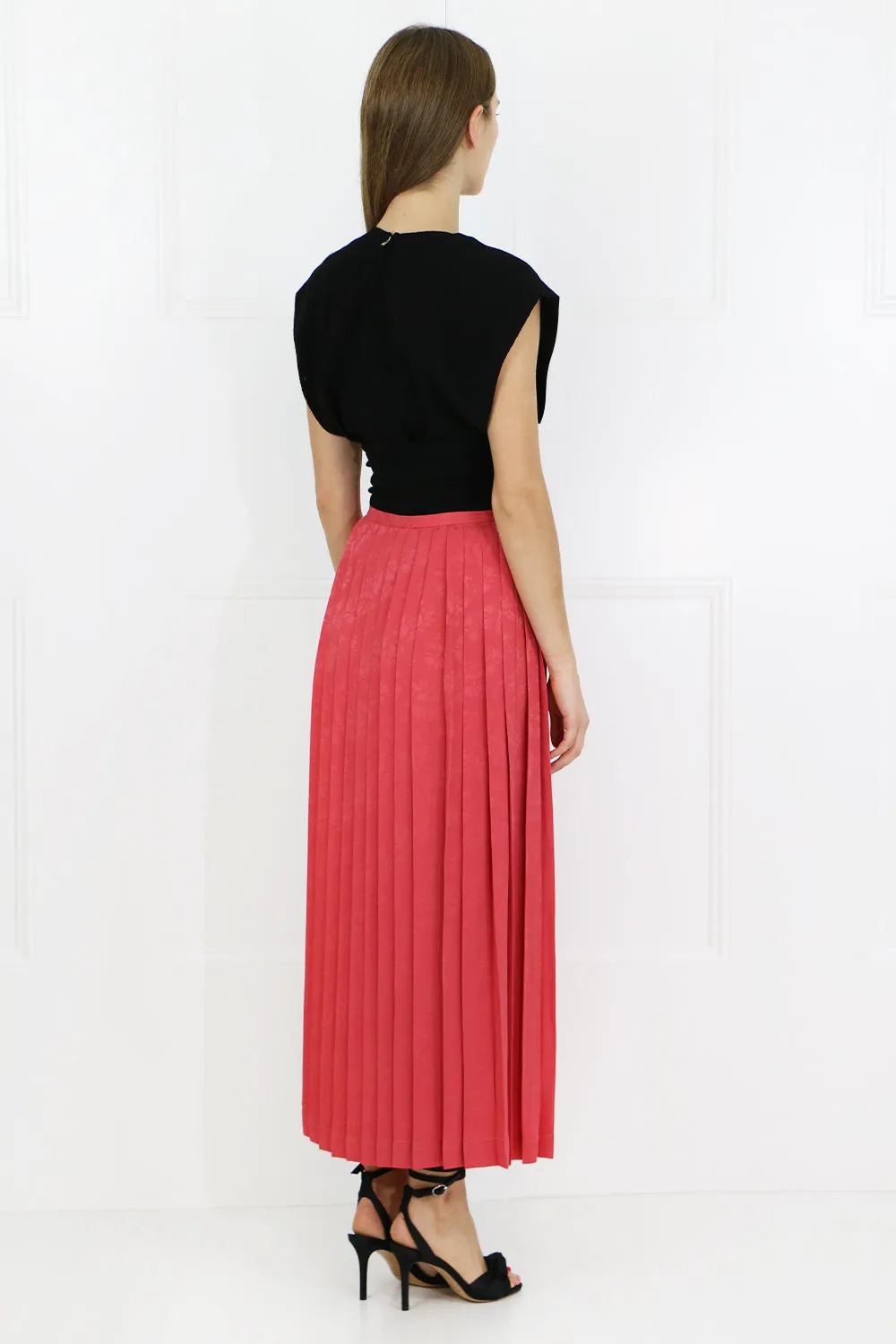 BEATRIX PLEAT SKIRT CORAL