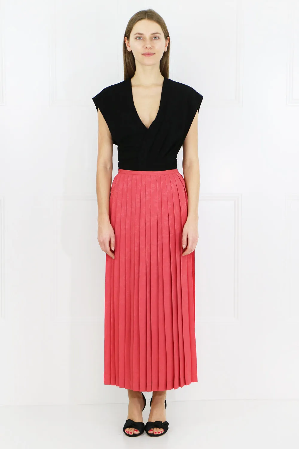 BEATRIX PLEAT SKIRT CORAL