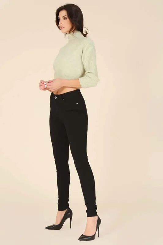 Black Denim Slim Fit Mid-Rise Skinny Jeans
