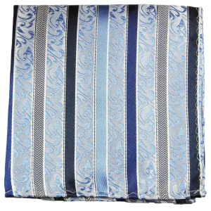 Blue and Navy Striped Silk Pocket Square
