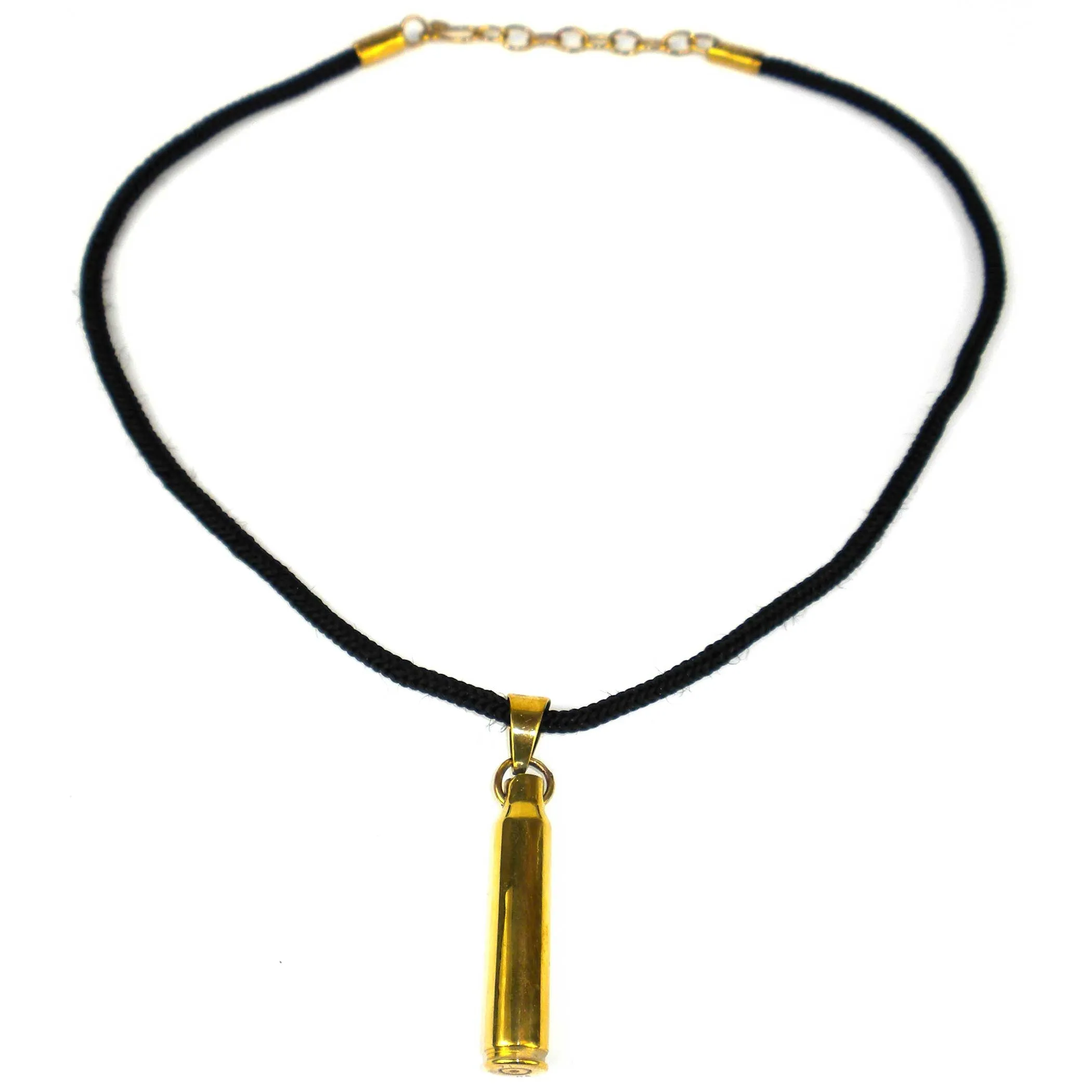 Brass Bullet Shell Pendant on Cord Craftworks Cambodia