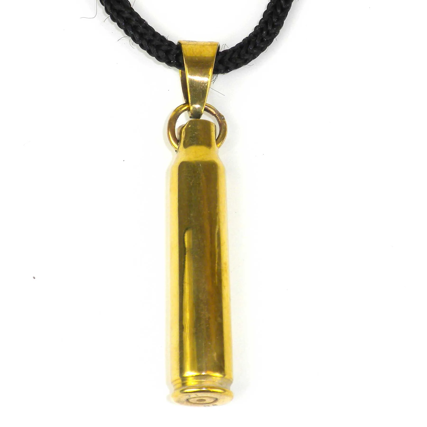 Brass Bullet Shell Pendant on Cord Craftworks Cambodia