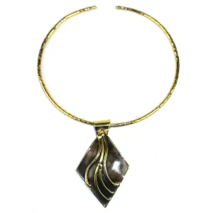 Brass Diamond Squiggly Pendant Necklace Brass Images