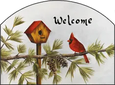 Cardinal with Pinecones Welcome Garden Sign