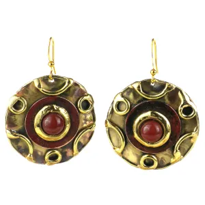 Carnelian Disk Brass Earrings Brass Images