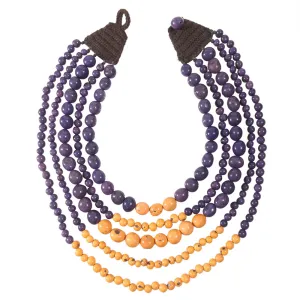 Cascade Acai Seed Necklace in Plum/Orange Faire Collection
