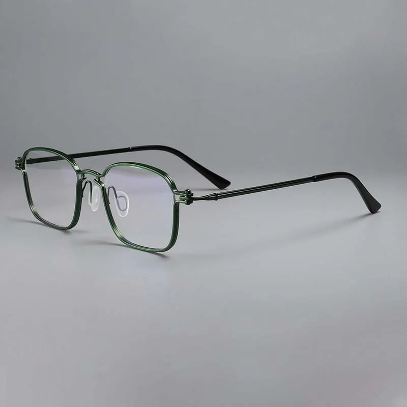 CCspace Unisex Full Rim Square Handcrafted Titanium Eyeglasses 54708