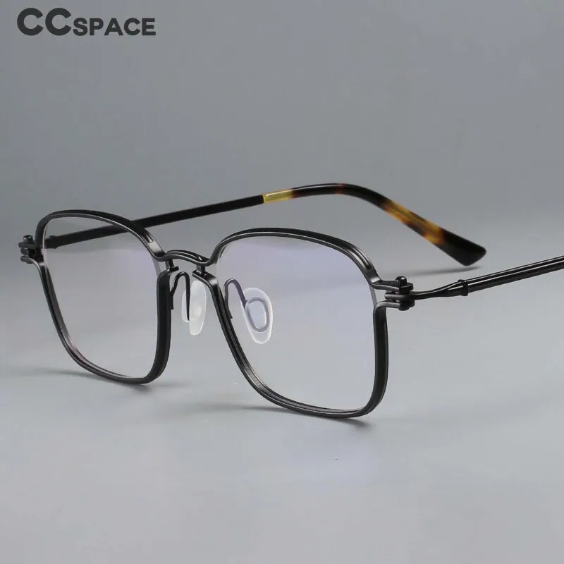 CCspace Unisex Full Rim Square Handcrafted Titanium Eyeglasses 54708