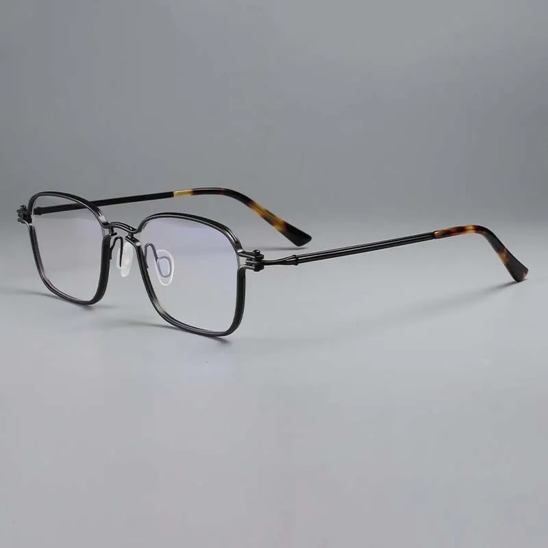 CCspace Unisex Full Rim Square Handcrafted Titanium Eyeglasses 54708