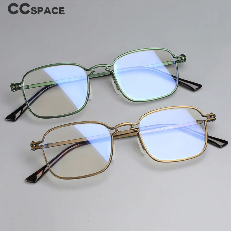 CCspace Unisex Full Rim Square Handcrafted Titanium Eyeglasses 54708