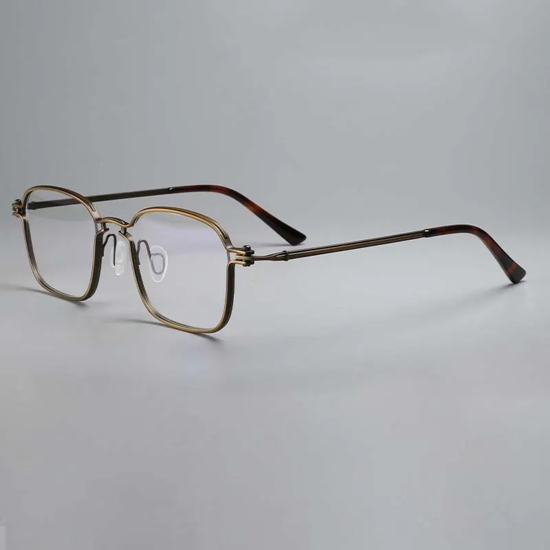 CCspace Unisex Full Rim Square Handcrafted Titanium Eyeglasses 54708