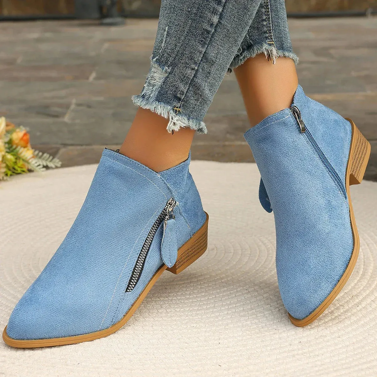 Chloe - Women's Ankle Boots Square Heel Platform
