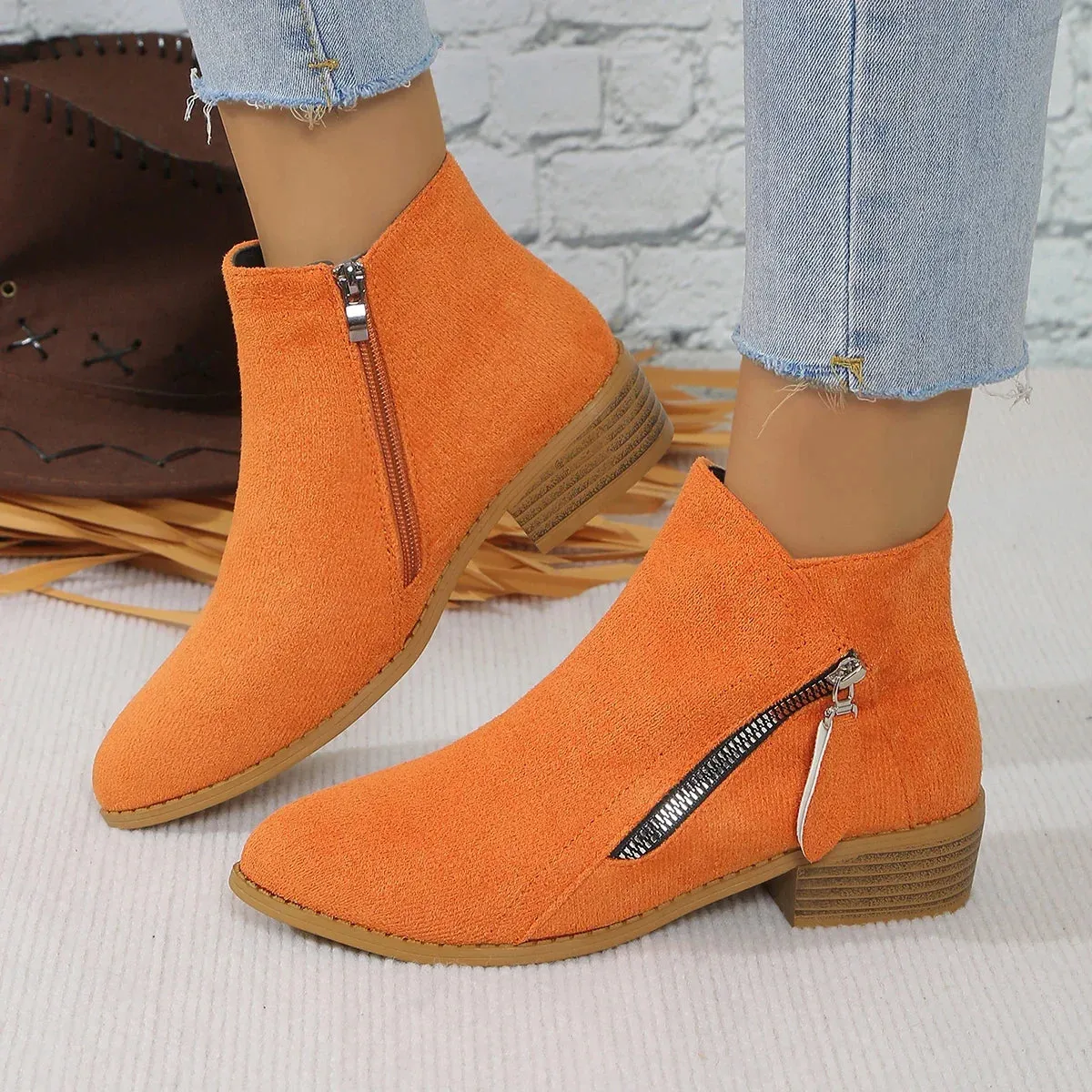 Chloe - Women's Ankle Boots Square Heel Platform