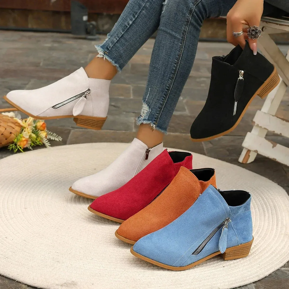 Chloe - Women's Ankle Boots Square Heel Platform