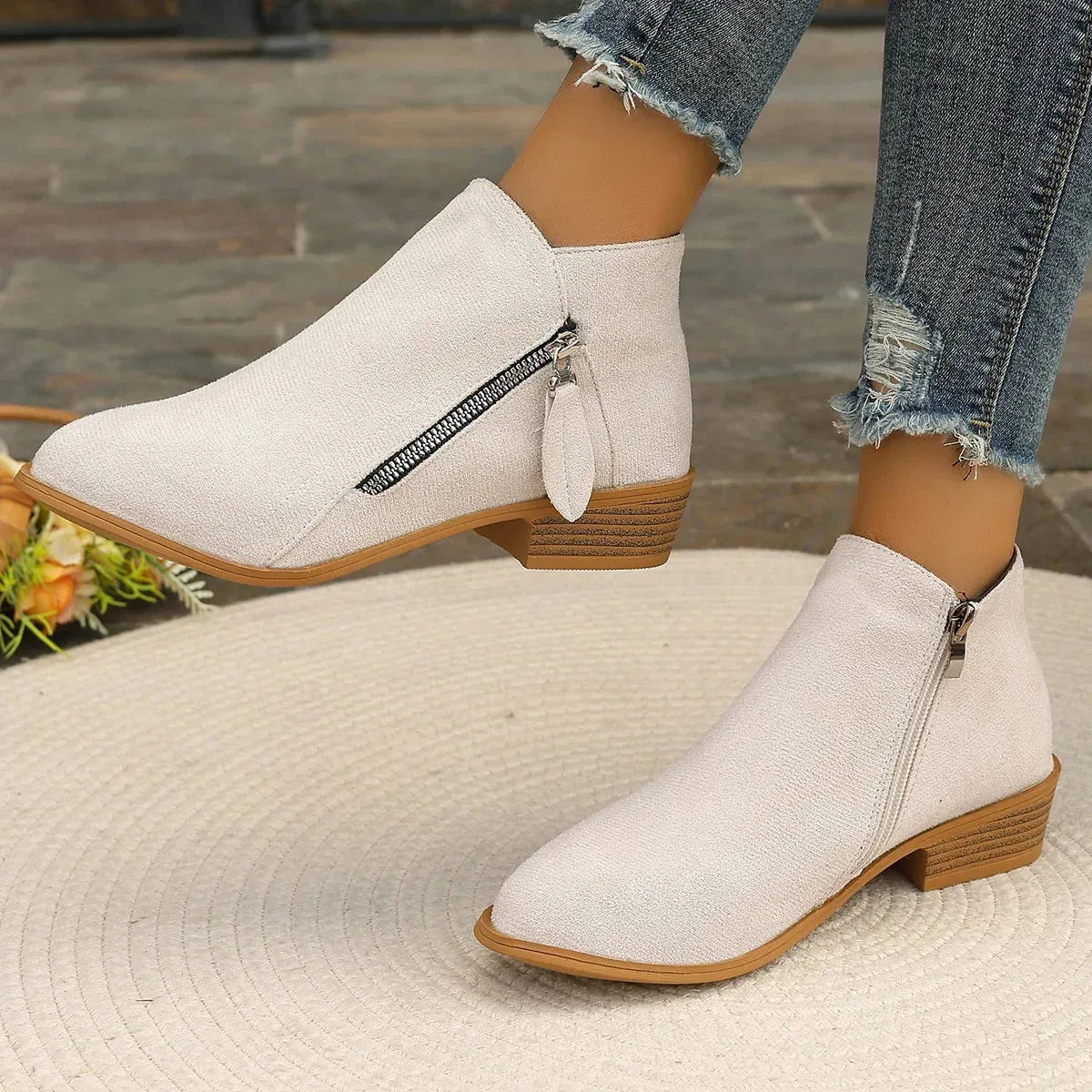 Chloe - Women's Ankle Boots Square Heel Platform