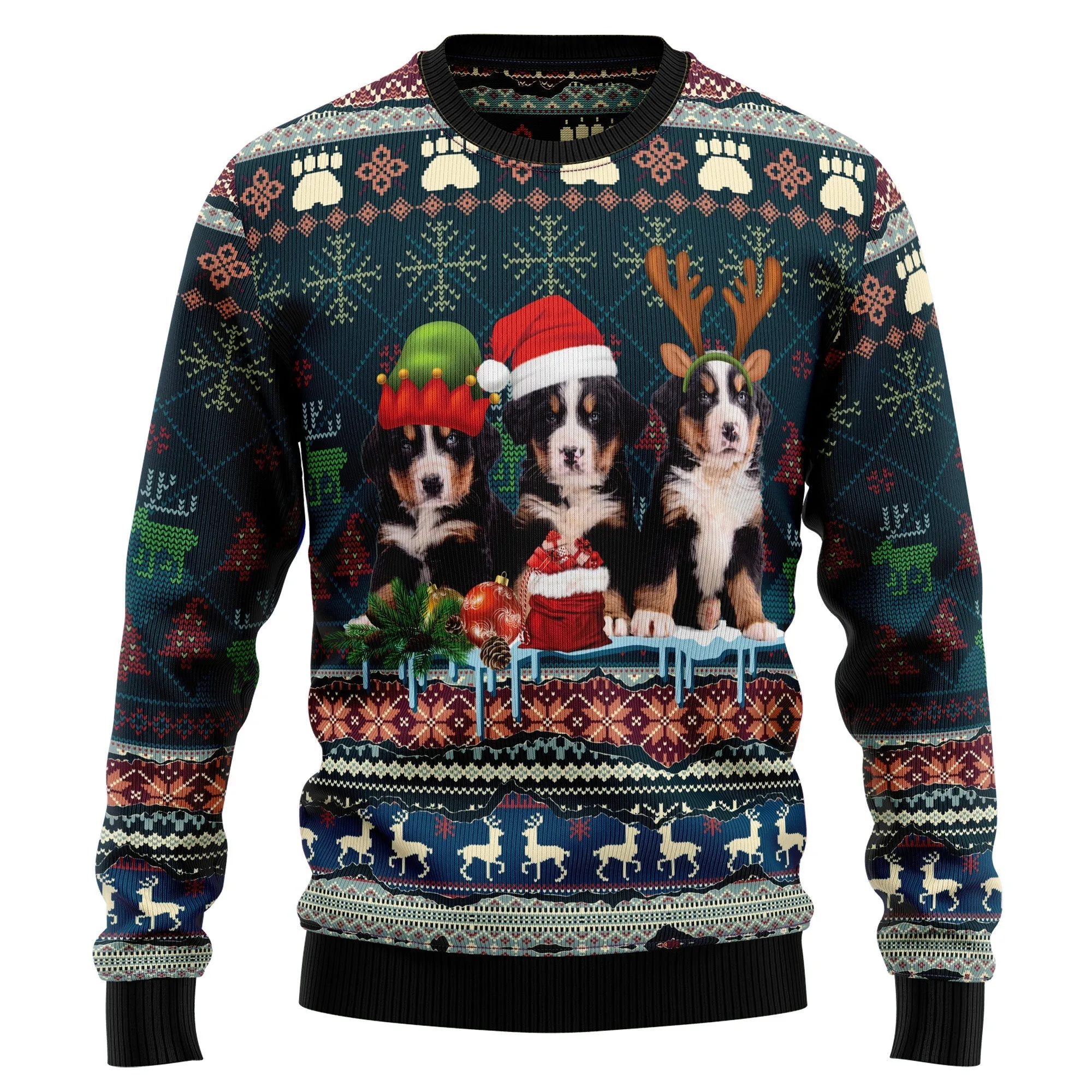 Christmas Sweater JulesRoche All-Over Print Cotton Blend