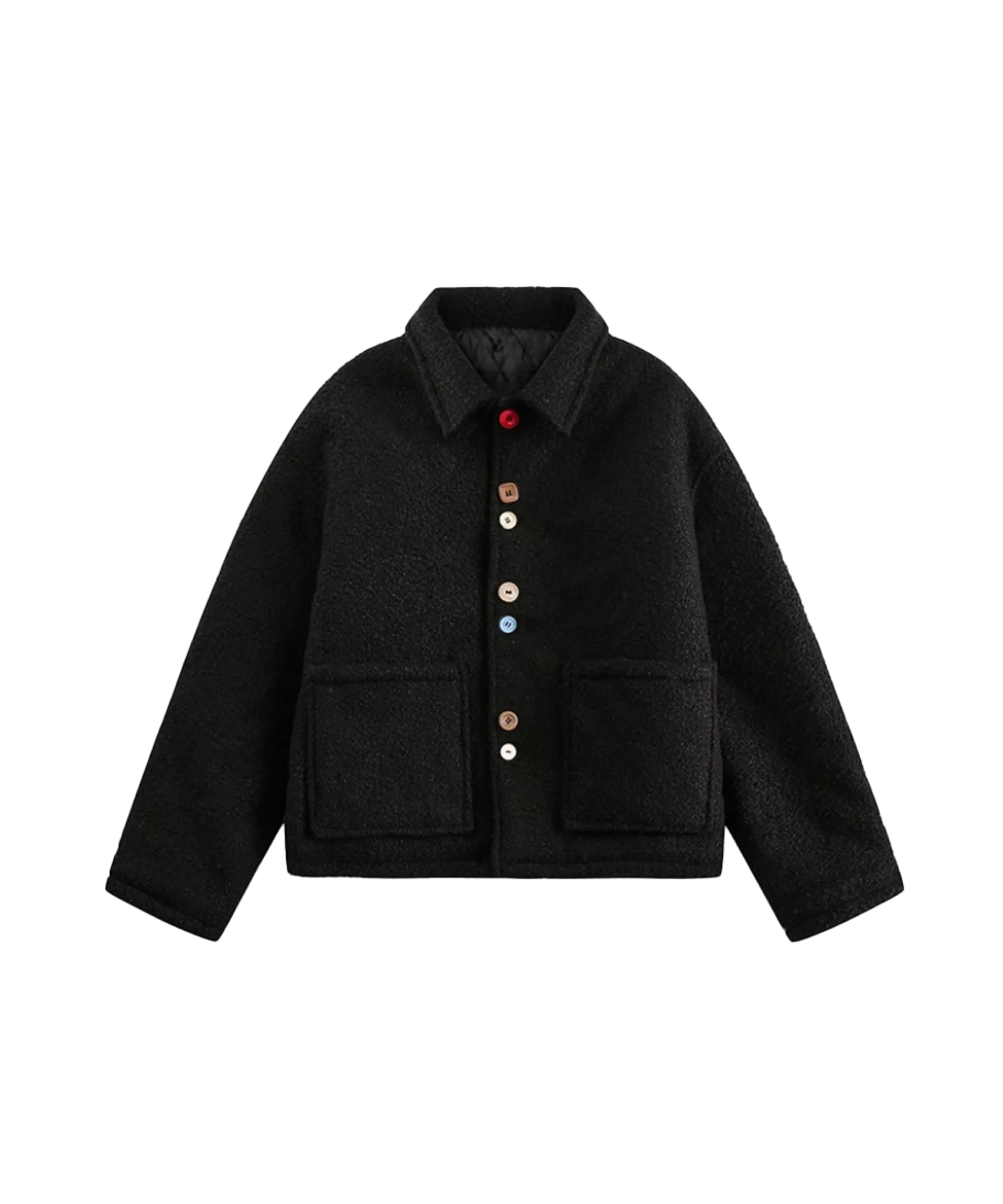 Colorful Button Faux Fur Down Coat